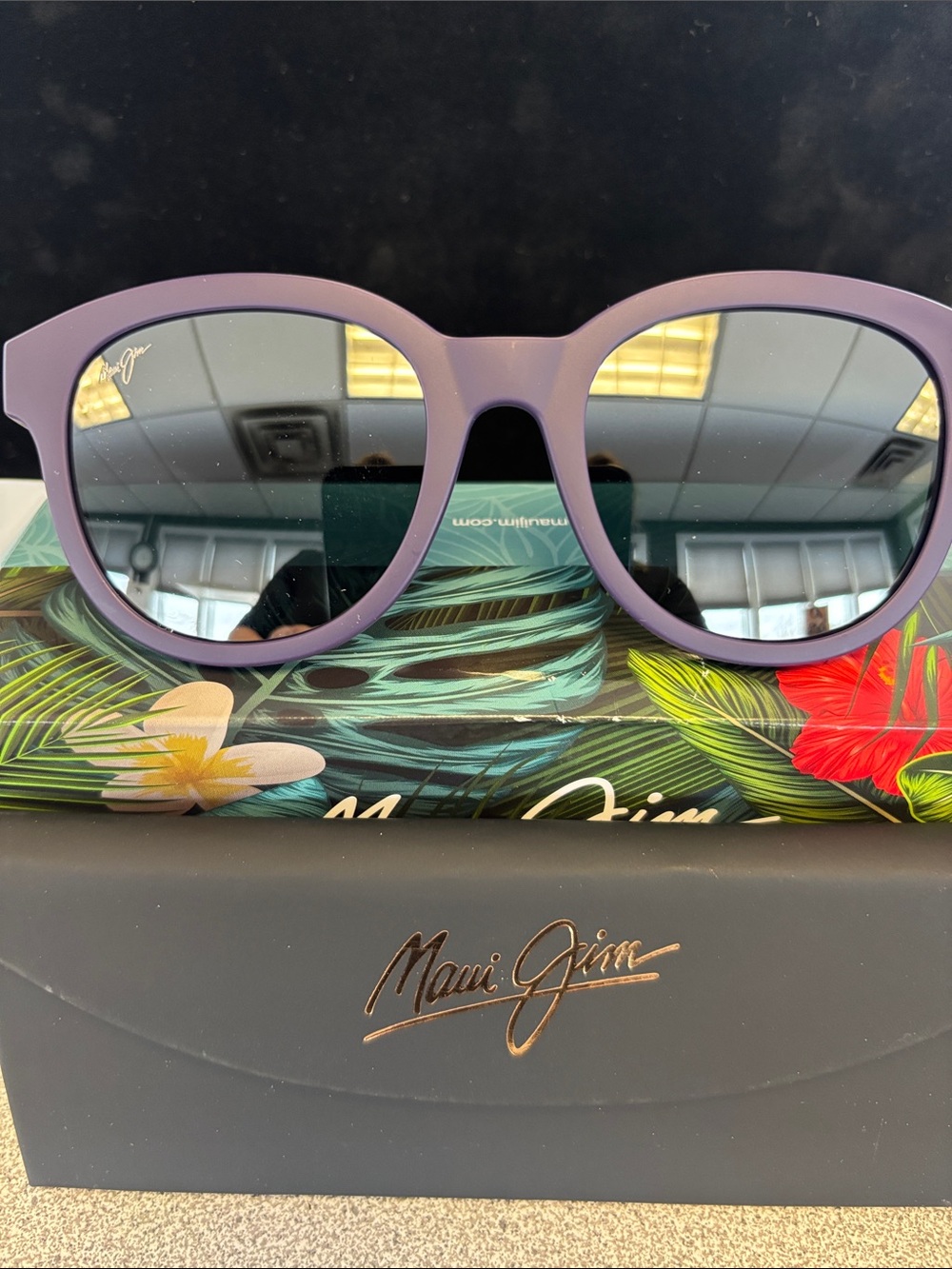 Maui Jim Matte Purple Frame Sunglasses with Dark Gray Lenses